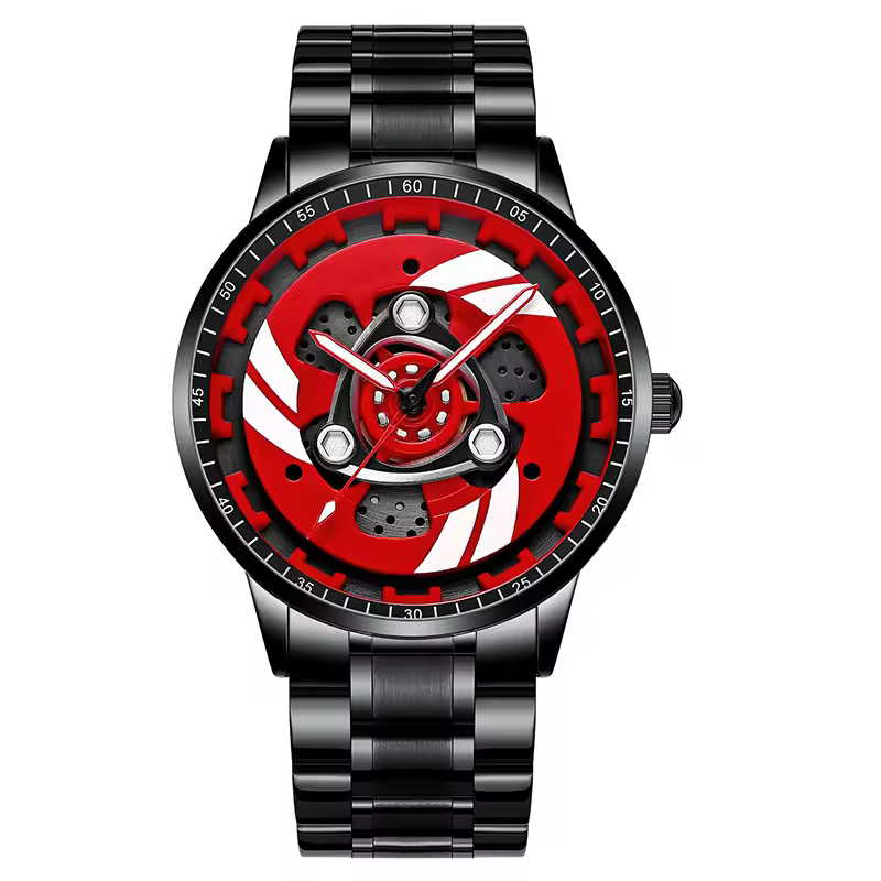 Original 3D Men's Watches Waterproof Motorcycle Rim Watch Quartz Men's Sports Watches For Men Clock Mens Spinning Watches