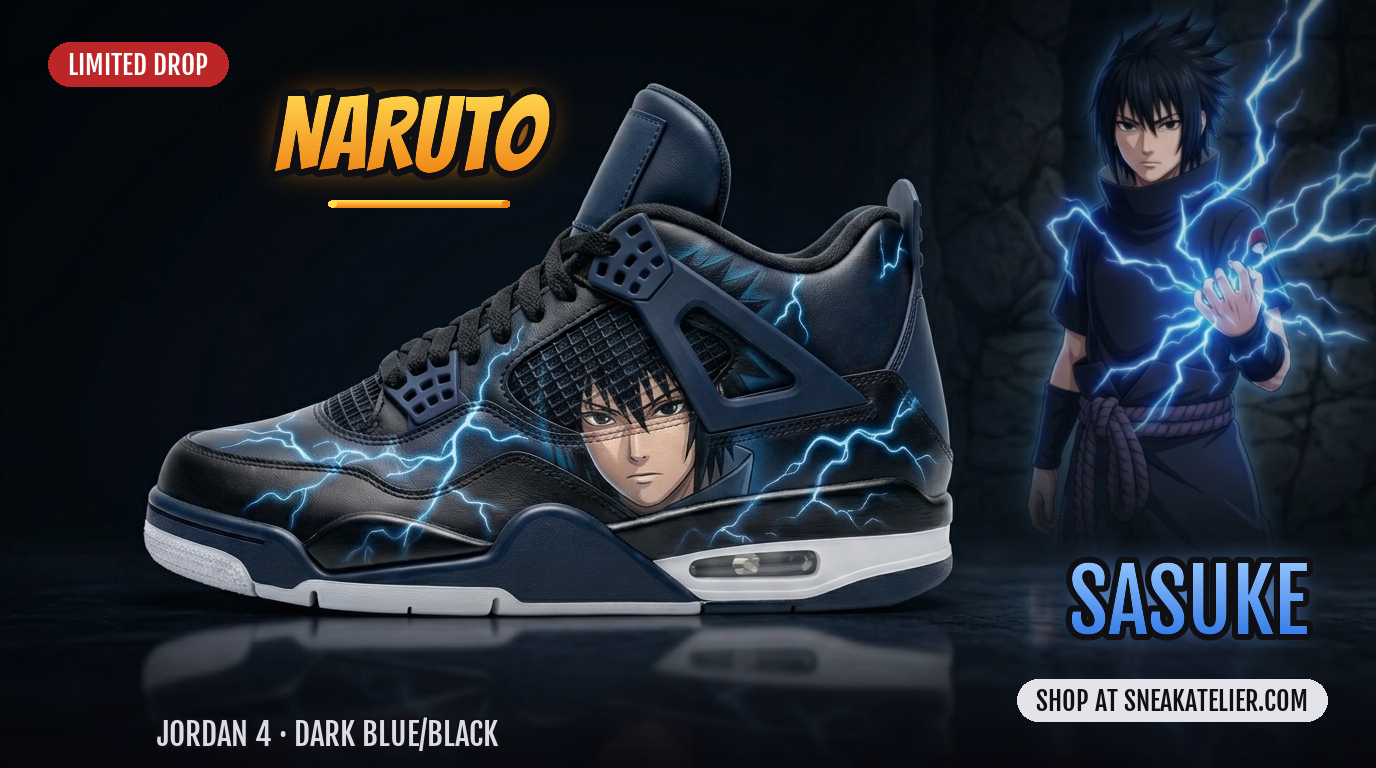 Sasuke Inspired Custom Jordan 4 Sneakers Sasuke Inspired Custom Jordan 4 Sneakers