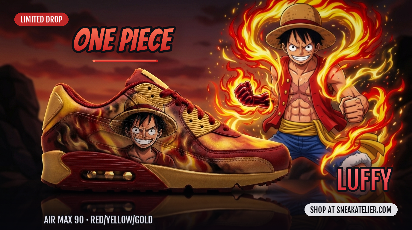 Luffy Custom Air Max 90 Sneakers Luffy Custom Air Max 90 Sneakers