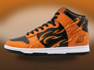 Naruto Orange Black Custom Dunk High Sneakers